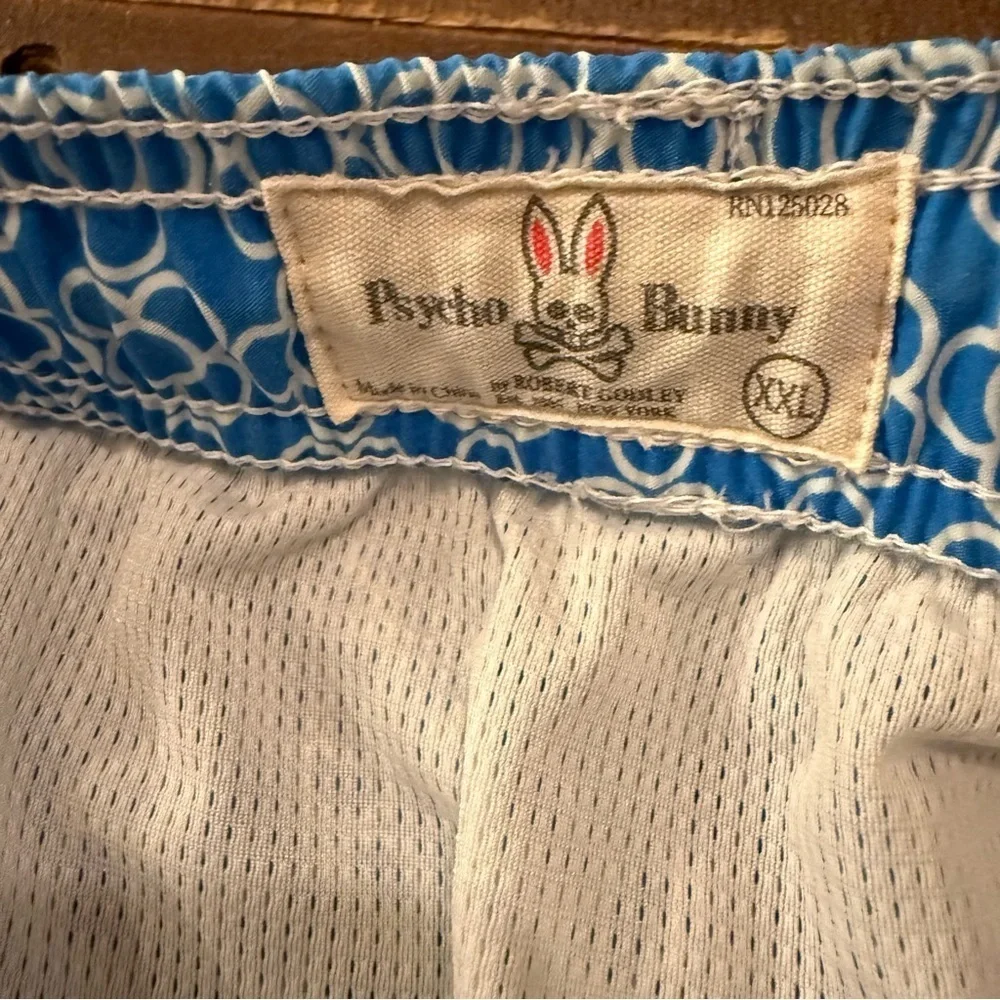 Psycho Bunny Blue Patterned Men's Swim Shorts